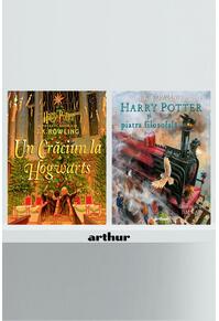Pachet Crăciun Harry Potter ilustrat ( Crăciun la Hogwarts, Piatra filosofală, ediție ilustrată)