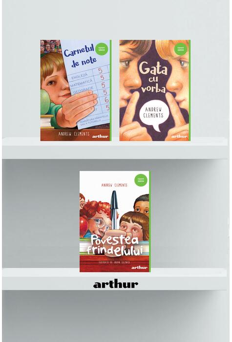 Pachet Andrew Clements ( Povestea frindelului, Gata cu vorba, Carnetul de note)