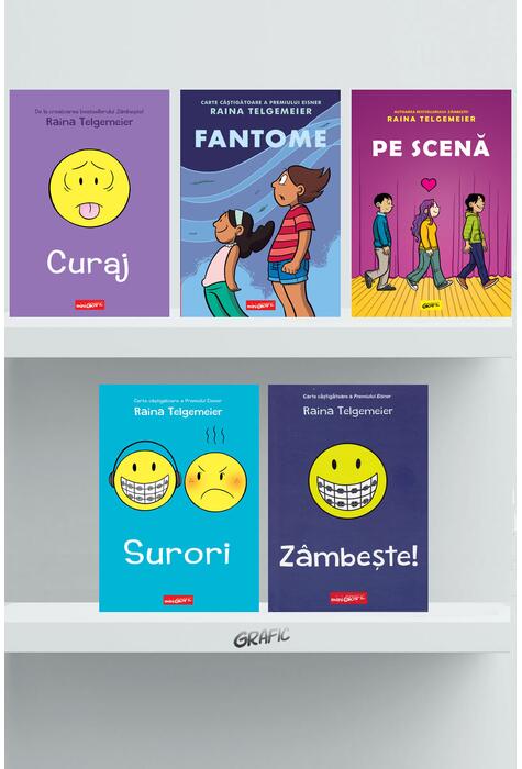 Pachet Raina Telgemeier (Zâmbește, Surori, Curaj, Pe scenă, Fantome)