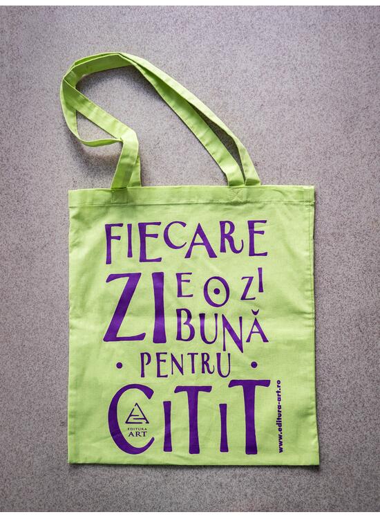 Tote bag lime cu imprimeu "Fiecare zi e o zi bună pentru citit" - gallery big 1