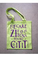 Tote bag lime cu imprimeu "Fiecare zi e o zi bună pentru citit"