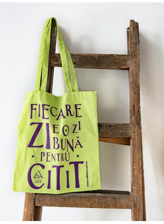 Tote bag lime cu imprimeu "Fiecare zi e o zi bună pentru citit" - gallery big 2