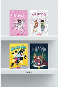 Pachet Girl Power (Maia și unicornul ei, Aiurea, Roller Girl, Nimona)