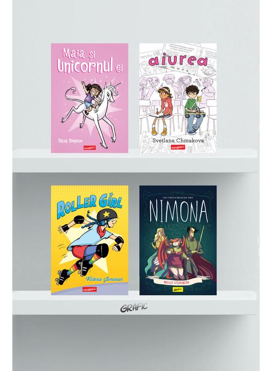 Pachet Girl Power (Maia și unicornul ei, Aiurea, Roller Girl, Nimona) - gallery big 1
