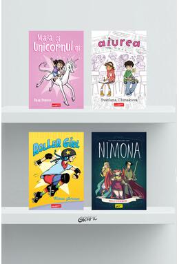 Pachet Girl Power (Maia și unicornul ei, Aiurea, Roller Girl, Nimona)