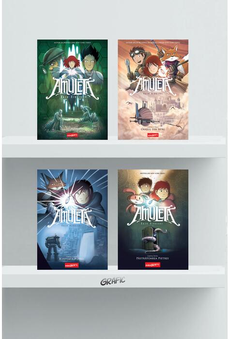 Copertă produs Pachet Amuleta ( Păstrătoarea pietrei, Blestemul pietrei, Orașul din nori, Ultimul Consiliu)