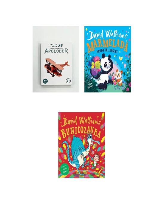 Pachet D. Walliams (Bunicozaura, Marmeladă. Panda cel Roșcat) + puzzle avion - gallery big 5