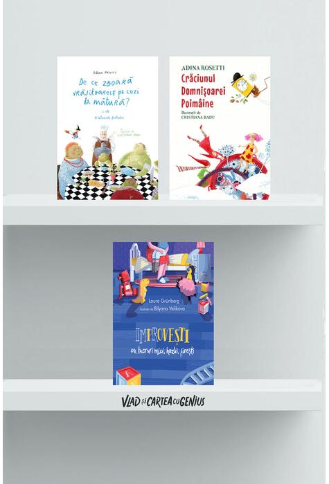 Copertă produs Pachet 3 povești cu întrebări fantastice (Crăciunul Domnișoarei Poimâine, De ce zboară vrăjitoarele..., Improvești)