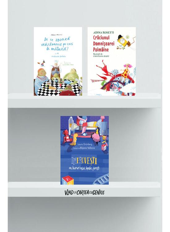 Copertă produs Pachet 3 povești cu întrebări fantastice (Crăciunul Domnișoarei Poimâine, De ce zboară vrăjitoarele..., Improvești) - gallery big 1