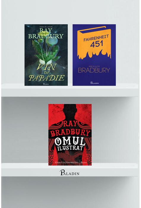 Copertă produs Pachet de autor Ray Bradbury (Fahrenheit 451, Omul ilustrat, Vin de păpădie)