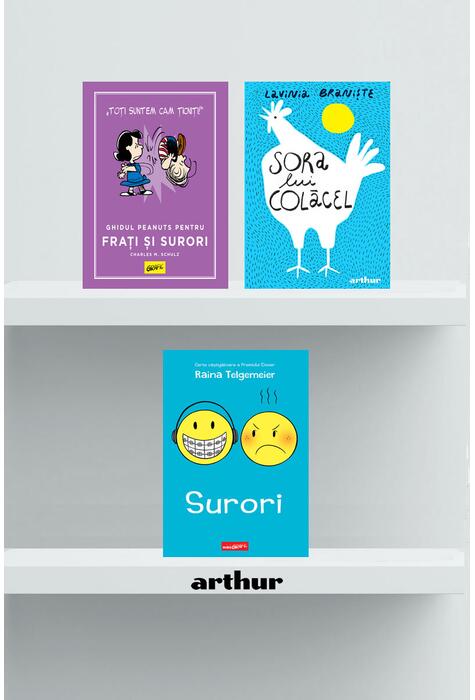Copertă produs Pachet 3 cărți despre surori (Sora lui Colăcel, Surori, Ghidul Peanuts pentru frați și surori)