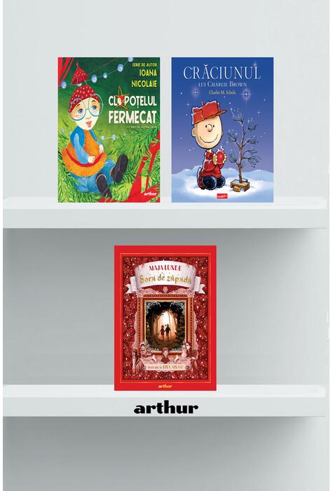 Copertă produs Pachet 3 povești de Crăciun (Clopoțelul fermecat, Crăciunul lui Charlie Brown,Sora de zăpadă)