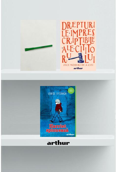 Copertă produs Pachet promo Funny Green (Harriet spionează, agendă și pix)