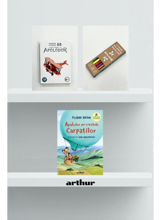 Copertă produs Pachet promo Apolodor pe crestele Carpaților cu set pixuri și Puzzle 3D din hârtie: Avionul cu motor - gallery big 1