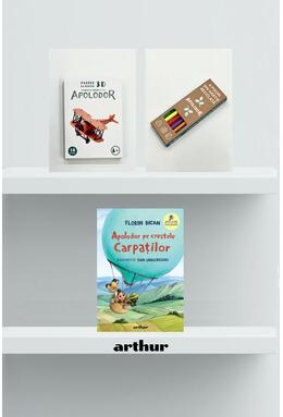 Copertă produs Pachet promo Apolodor pe crestele Carpaților cu set pixuri și Puzzle 3D din hârtie: Avionul cu motor