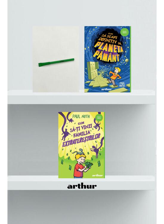 Copertă produs Pachet extraterestru (Cum să scapi definitiv de Planeta Pământ, Cum să-ți vinzi familia extratereștrilor) și pix - gallery big 1