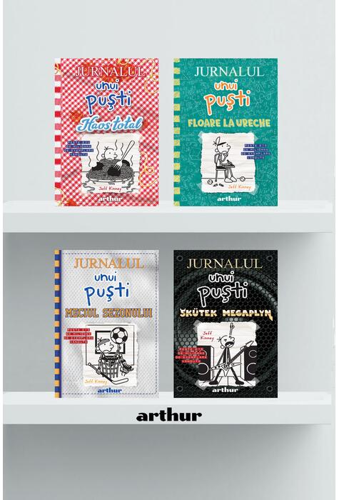 Copertă produs Pachet Jurnalul unui Puști  volumele 16-19 (Meciul sezonului, Skütek Megaplyn, Floare la ureche, Haos total)