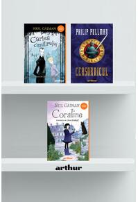 Copertă produs Pachet fantastic de Halloween (Ceasornicul, Cartea cimitirului, Coraline)