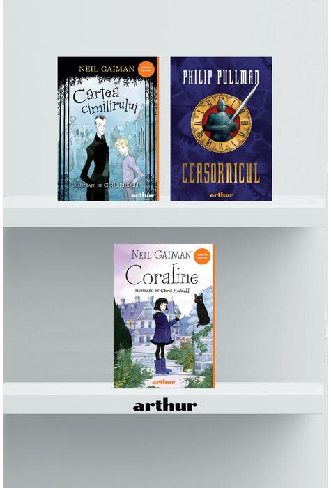 Copertă produs Pachet fantastic de Halloween (Ceasornicul, Cartea cimitirului, Coraline)