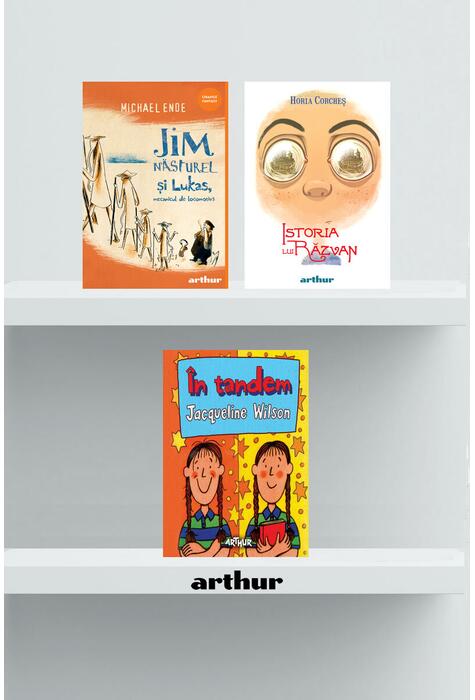 Copertă produs Pachet școlar clasa a III-a (În tandem, Jim Năsturel și Lukas, mecanicul de locomotivă, Istoria lui Răzvan)