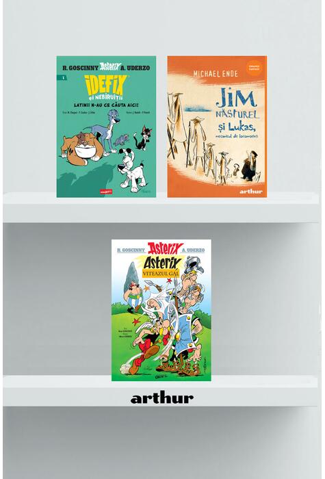 Copertă produs Pachet școlar clasa a III-a (Jim Năsturel și Lukas, mecanicul de locomotivă, Idefix 1, Asterix 1)