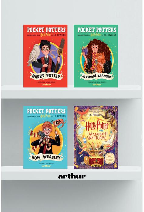 Copertă produs Pachet promo Harry Potter. Almanah Vrăjitoresc și prietenii din Hogwarts (Harry, Ron, Hermione)