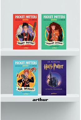 Copertă produs Pachet începător Harry Potter ( Piatra filosofală și 3 ghiduri de fan: Harry, Hermione și Ron)