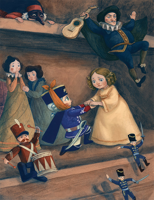 ilustrație de Dan Ungureanu pentru „Spărgătorul-de-Nuci și Regele Șoarecilor” de de E.T.A. Hoffmann - carte ilustrată pentru copii la Editura Arthur ilustrație de Dan Ungureanu pentru „Spărgătorul-de-Nuci și Regele Șoarecilor” de de E.T.A. Hoffmann - carte ilustrată pentru copii la Editura Arthur