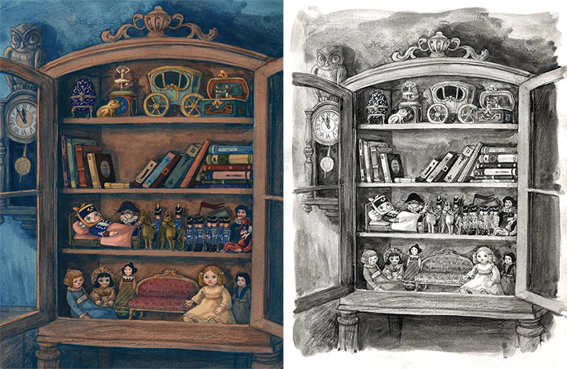 ilustrație de Dan Ungureanu pentru „Spărgătorul-de-Nuci și Regele Șoarecilor” de de E.T.A. Hoffmann - carte ilustrată pentru copii la Editura Arthur ilustrație de Dan Ungureanu pentru „Spărgătorul-de-Nuci și Regele Șoarecilor” de de E.T.A. Hoffmann - carte ilustrată pentru copii la Editura Arthur